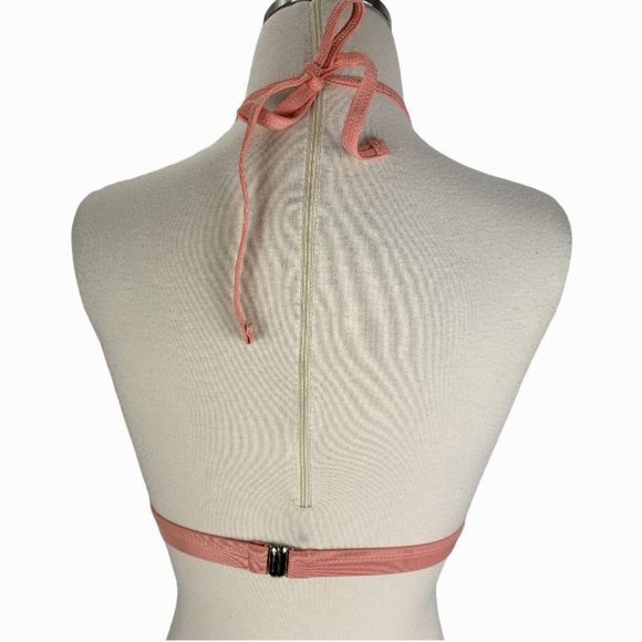 Shein Small Bikini Top NWOT Coral Pink Triangle - Picture 3 of 4